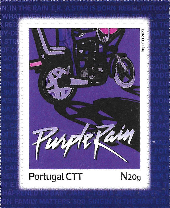 Postzegel Portugal met filmposter van Purple Rain