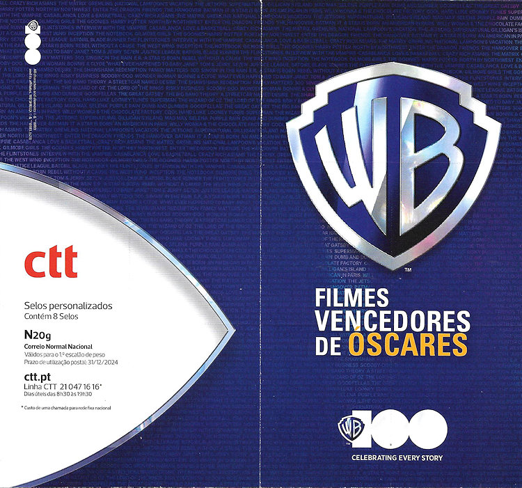 Postzegelvel Portugal met posters van Oscar winnende films