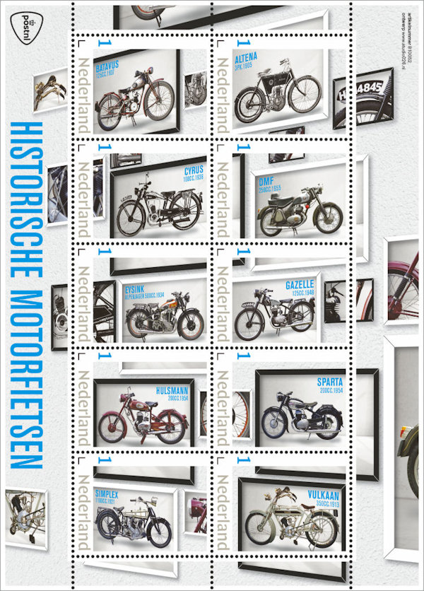 Semi-persoonlijke postzegel PostNL met Nederlandse motorfietsen