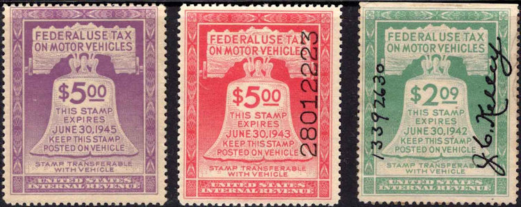 USA Motor Vehicle Tax Stamps