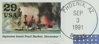 USA postzegel ter herdenking van de aanval op Pearl Harbor