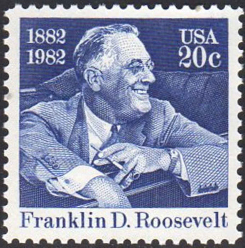 USA postzegel met afbeedling van F.D. Roosevelt