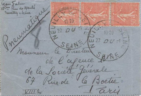 Franse buizenpostbrief
