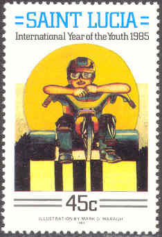 Postzegel Saint Lucia met jongetje op 3-wieler