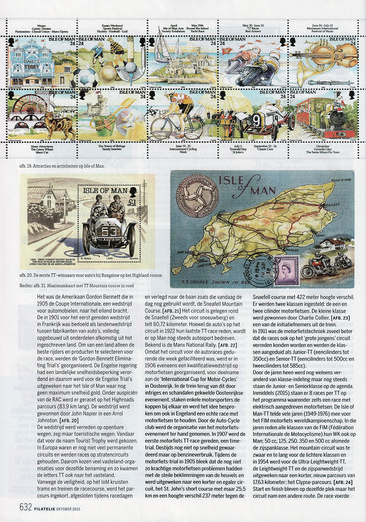 Artikel van Hans de Kloet over het Eiland Man uit het blad Filatelie 2015 p 632