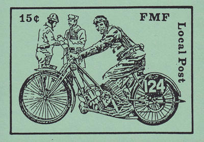 Postzegel Fort Myers Local Post met Scott motorfiets