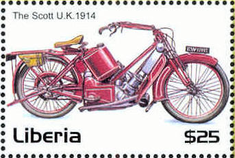 Postzegel Liberia met Scott motorfiets
