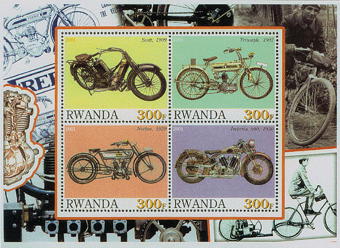 Blokje Rwanda met Scott motorfiets