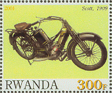 Postzegel Rwanda met Scott motorfiets