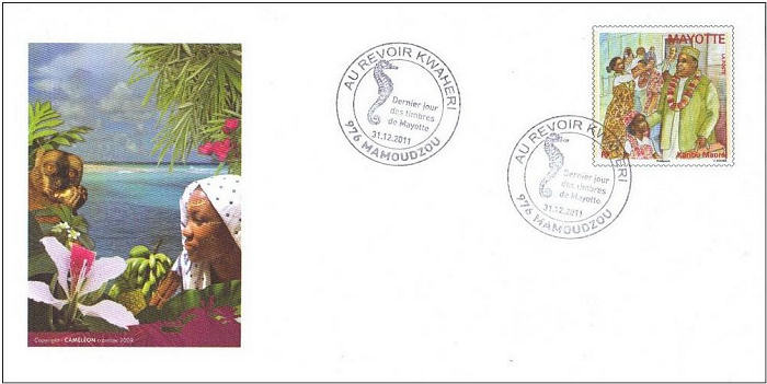 Laatste dag envelop Mayotte zegels