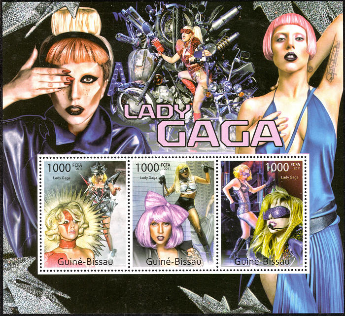 Postzegelblokje Guiné-Bissau met Lady Gaga