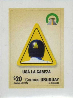 Zegel Uruguay met afbeelding van valhelm