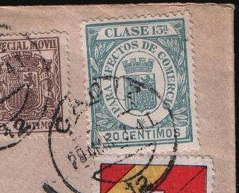Voorbeeld van een fiscale zegel gebruikt als postzegel