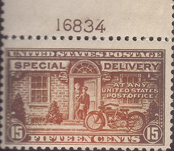 Voorbeeld van een deels verkleurde postzegel