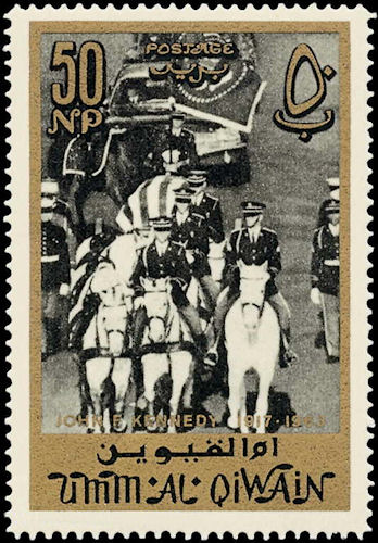 Postzegel Um al Qiwain begrafenis JF Kennedy