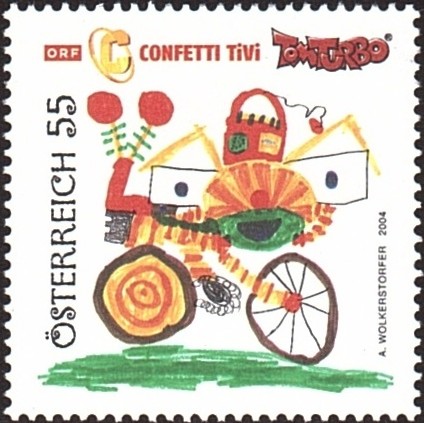 Postzegel Oostenrijk met Tom Turbo