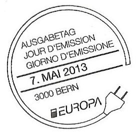 FDC-stemper Europazegels 2013 Zwitserland