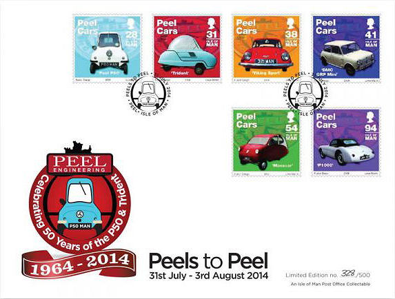 FDC Man tgv. 50 jaar Peel Cars