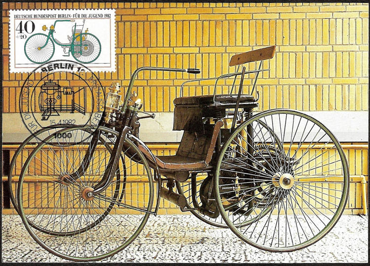 Maximumkaart met Benz Quadricycle