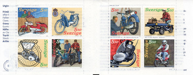 Inhoud postzegelboekje met brommers 2005