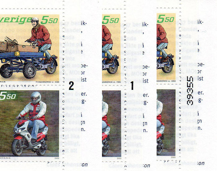 Vellen uit postzegelboekje met verschillende nummers