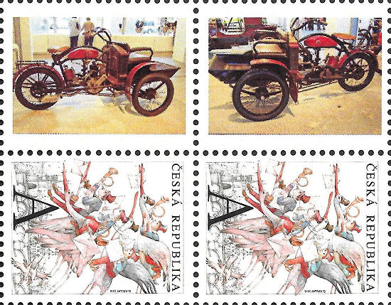 Persoonlijke Postzegel Tsjechië met afbeelding van Laurin & Klement 3-wieler