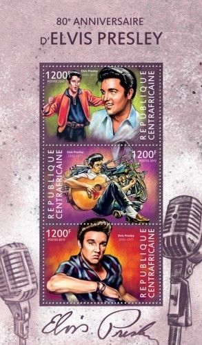 Postzegelvel Centraal Afrikaanse Republiek met Elvis Presley