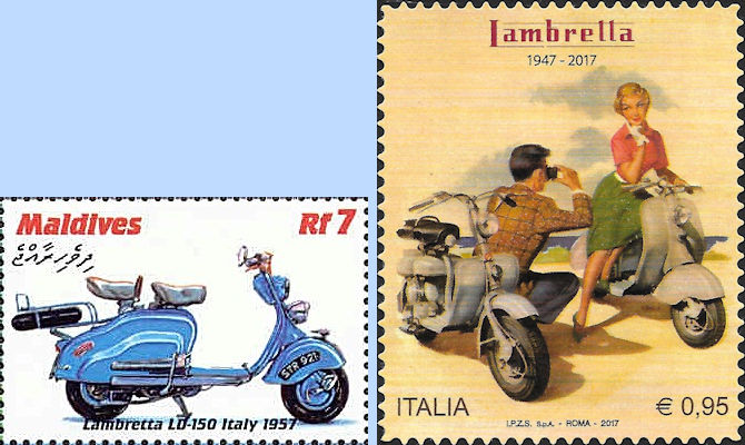 Postzegels met Lambretta model LDA