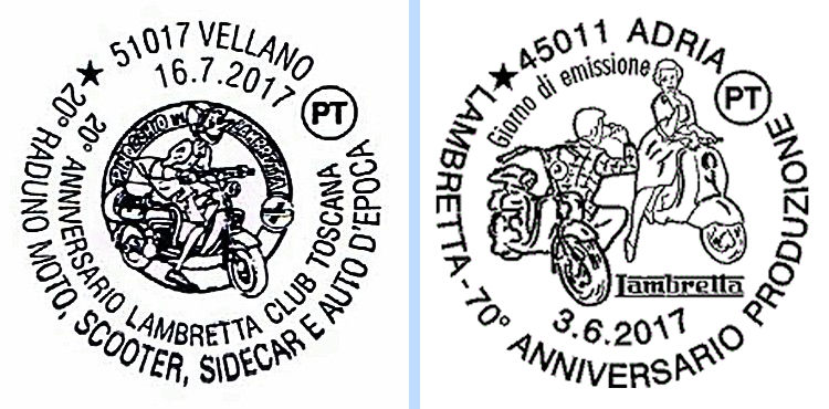 Italiaanse stempels met Lambretta scooters