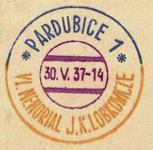 Meerkleurenstempel Lobkowicze Memorial race Pardubice 1937