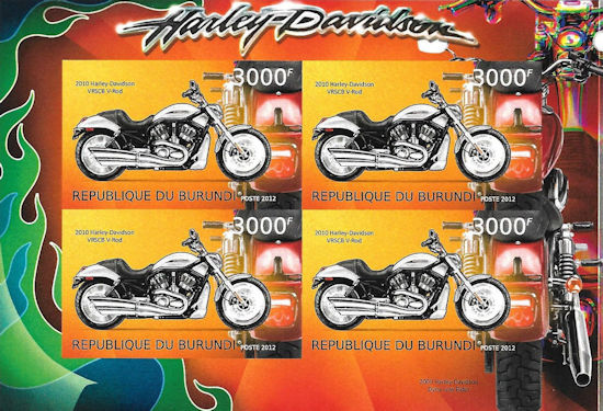 Burundi - blokje met Harley-Davidson VRSCB VRod