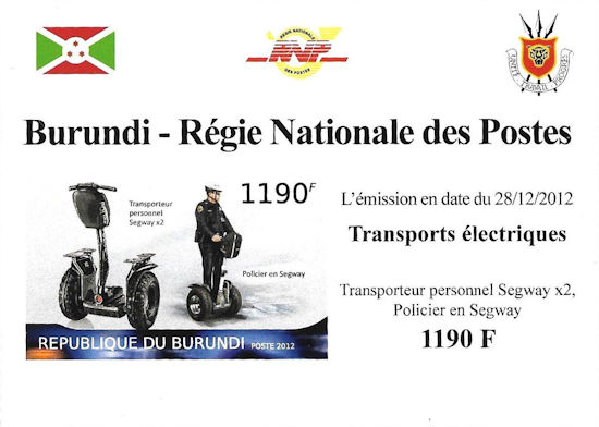 Burundi - blokje met Elektrische politie-Segway