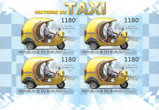 Burundi - blokje met Cubaanse Coco-taxi