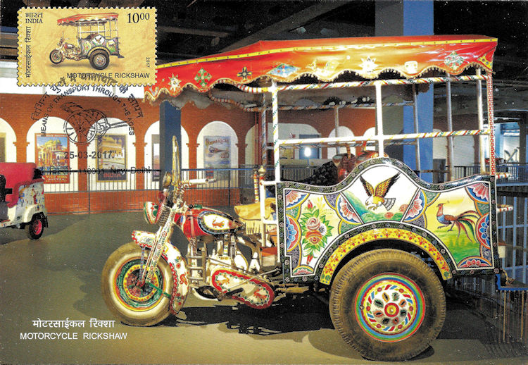 Maximumkaart India met motor Rickshaw zegel