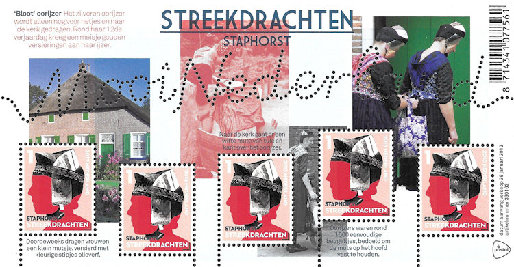 Postzegelvelletje Streekdrachten - Staphorst