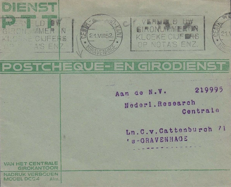 Postcheque envelop