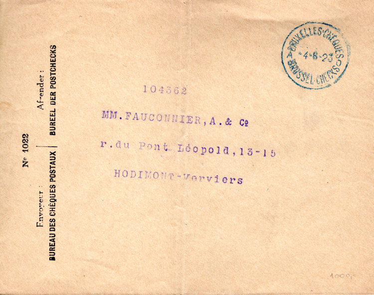 Postcheque envelop België