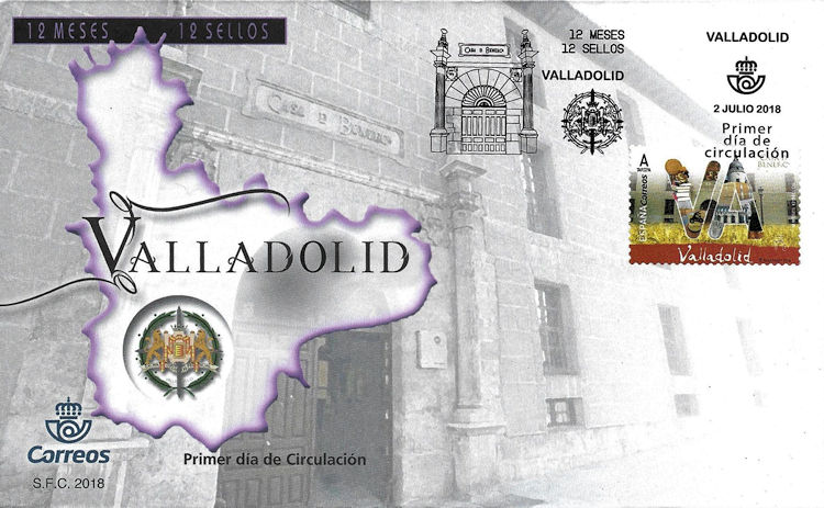 FDC met Valladolid provinciezegel Spanje