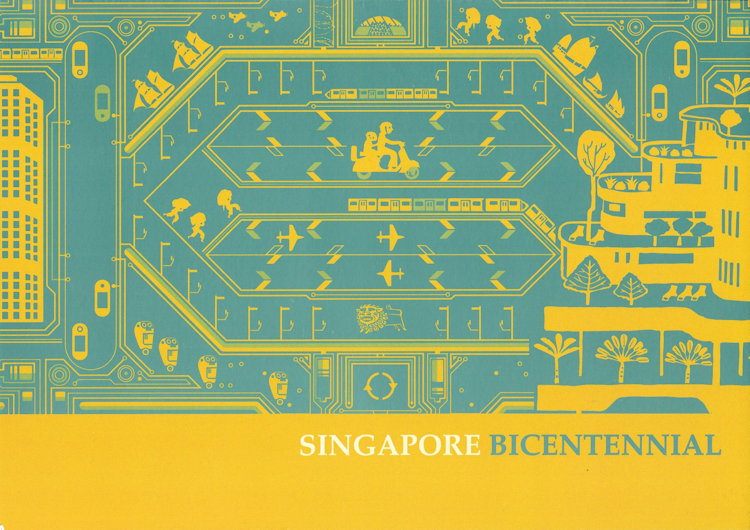 Postzegelmap Singapore Bicentennial