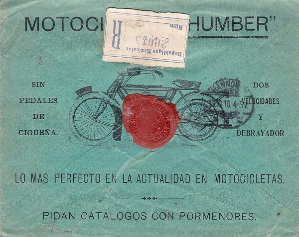 Reclame-envelop Humber motor 1910