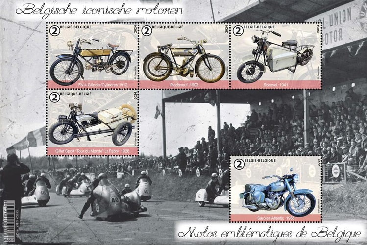 Postzegelvelletje Belgische Iconische Motoren