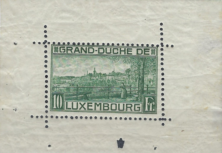 Oudst bekende postzegelblok - Luxemburg 1923