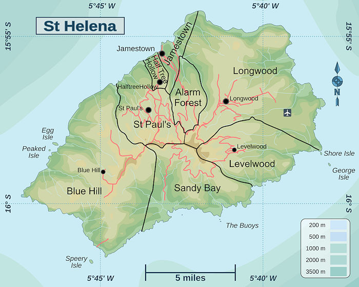 Plattegrond van St. Helena