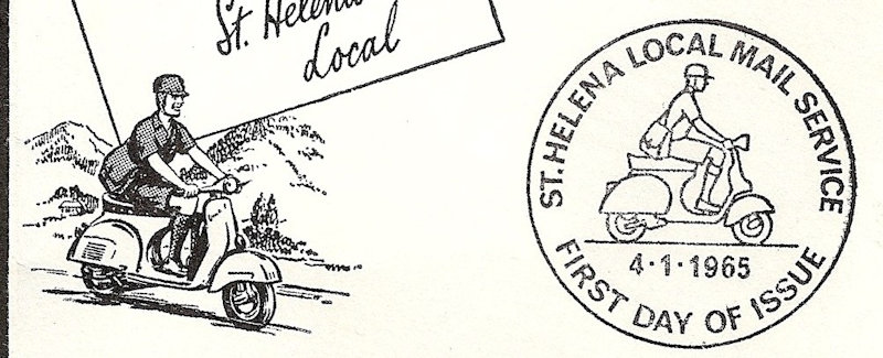 FDC St. Helena tgv. de uitgifte van de start van de lokale postdienst in 1965
