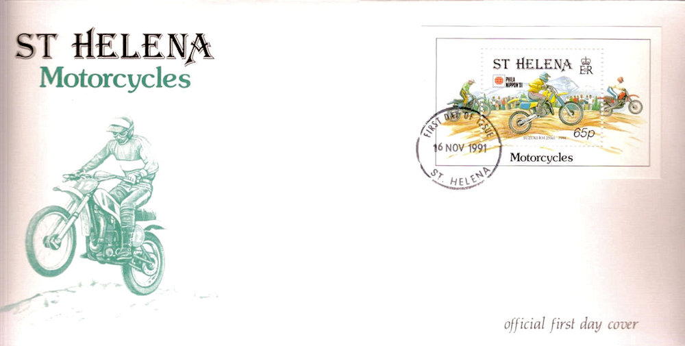 FDC St. Helena met postzegels met motoren
