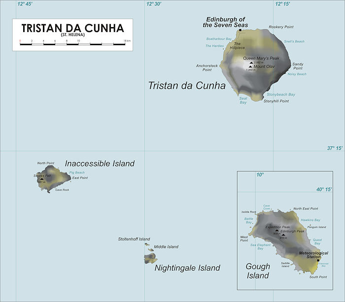 Plattegrond van Tristan da Cunha