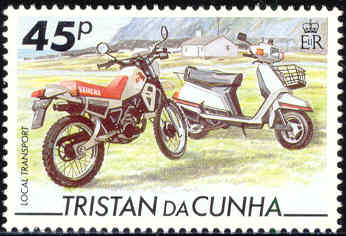 Postzegel Tristan da Cunha met Yamaha motor en scooter