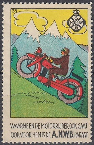 ANWB zegels met motorfietsen, uitgegeven in 1938 tbv. verkeerseducatie