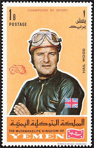 Postzegel Yemen met Mike Hailwood