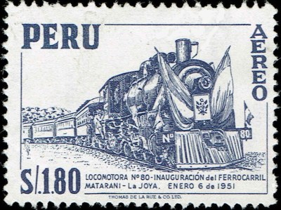 Postzegel Peru, gedrukt bij Thomas De La Rue